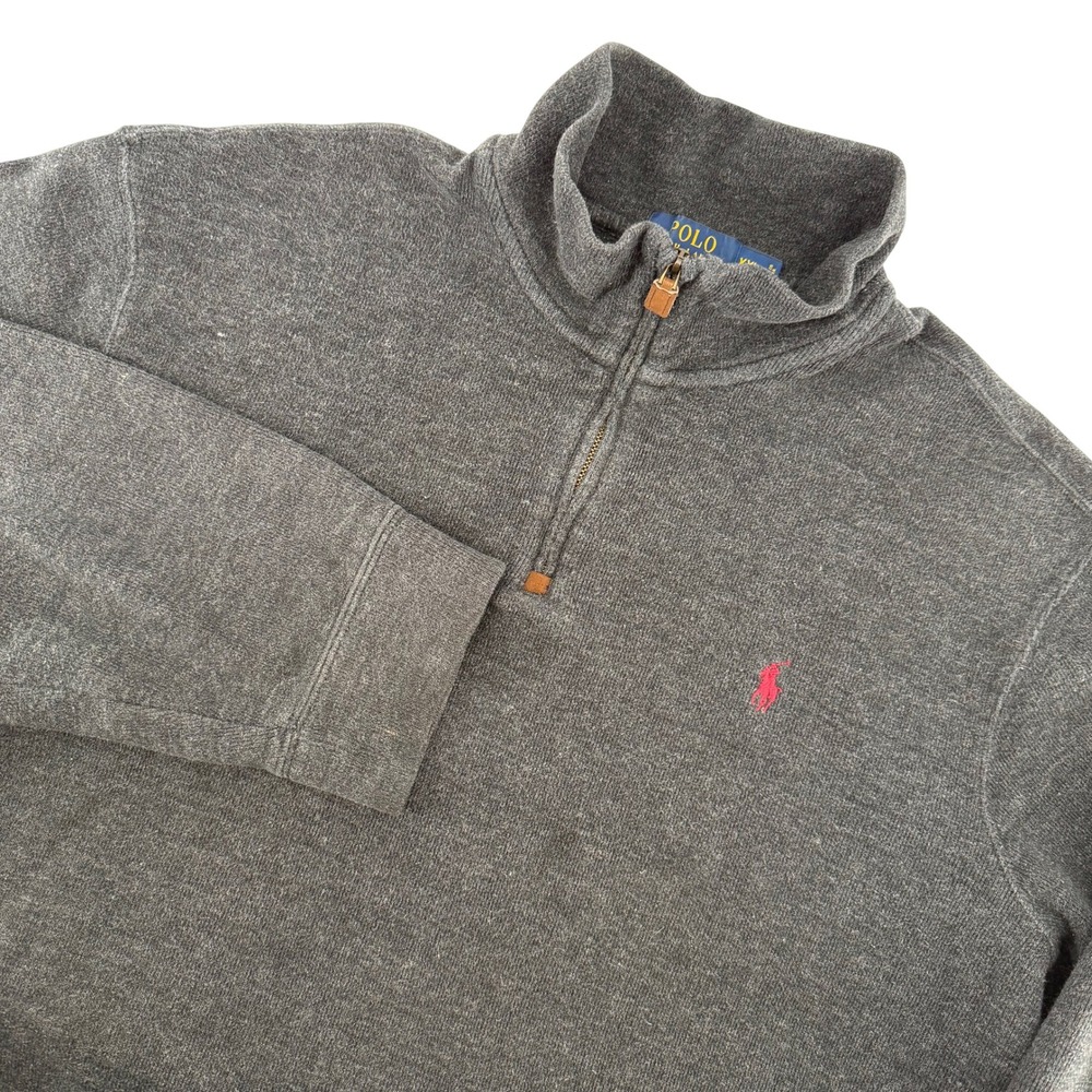 Polo Ralph Lauren Mens Gray Quarter Zip Pullover Sweatshirt XXL Embroidered Pony
